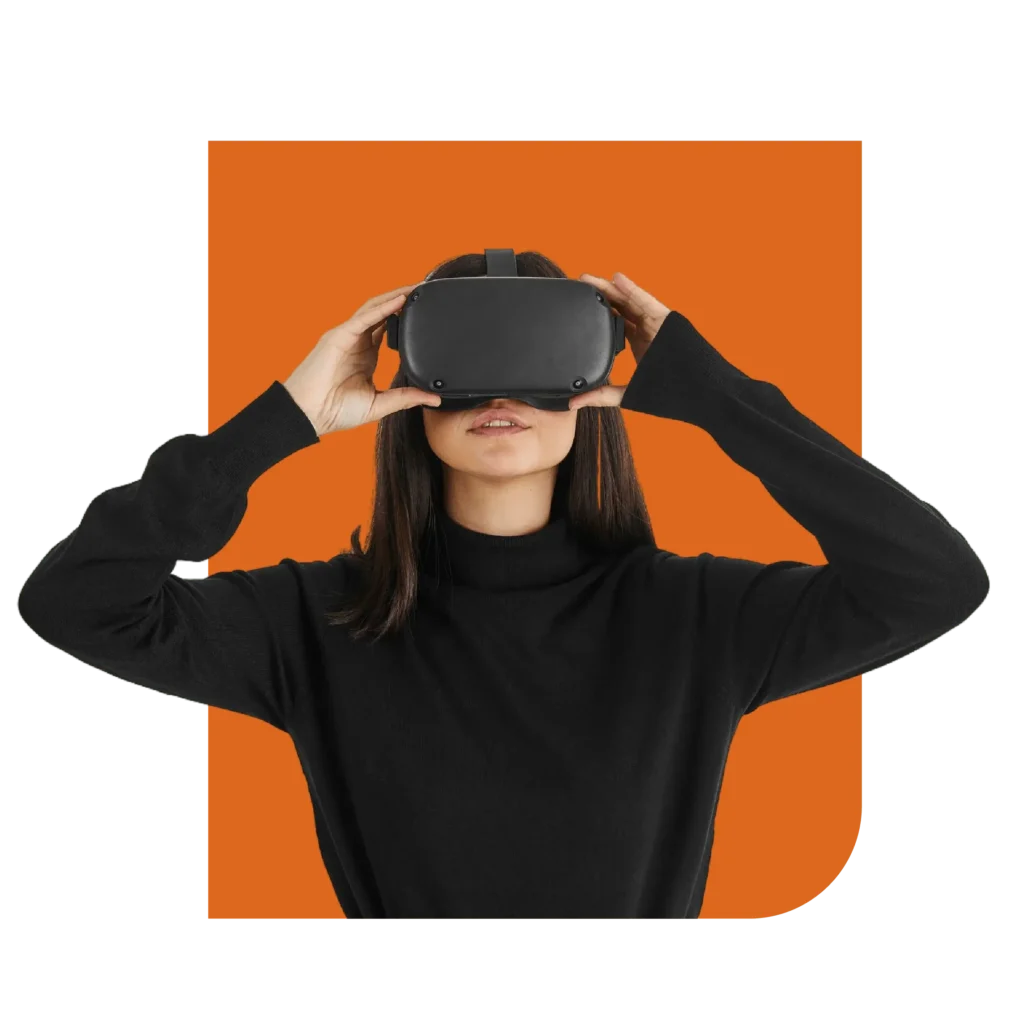 A person who has experienced virtual reality, by Crown Tech represents innovative software development and digital marketing solutions