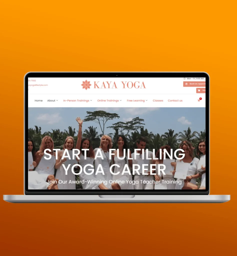 Highlighting Kaya Yoga Lifestyle website developed by Crown TechSol