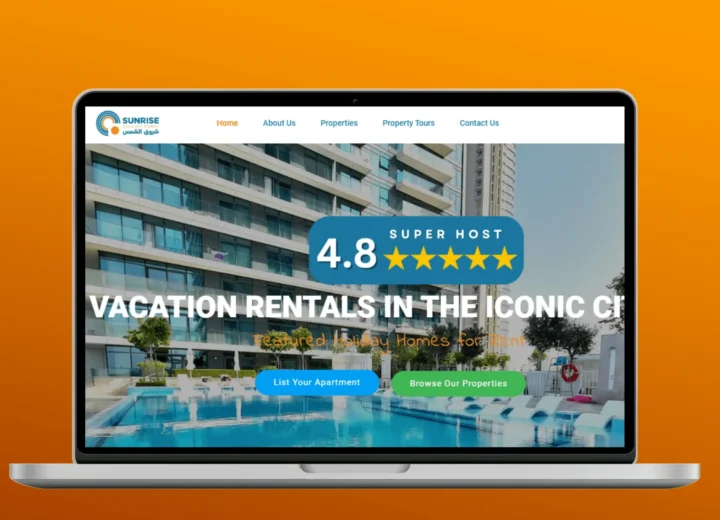 Image show Sunrise Vacation Homes website created by Crown TechSol